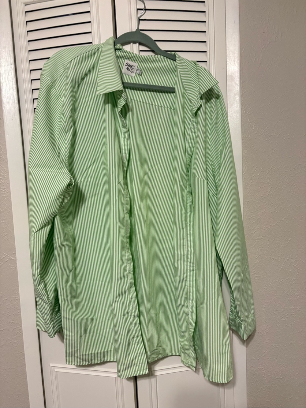 Princess Polly Light Green Striped Button Down Shirt